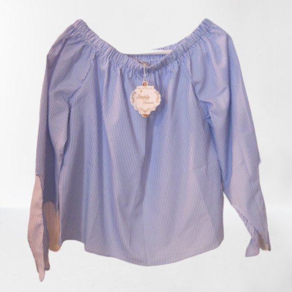 Simply Couture Top Off Shoulder Split Sleeves NWT - Picture 1 of 4